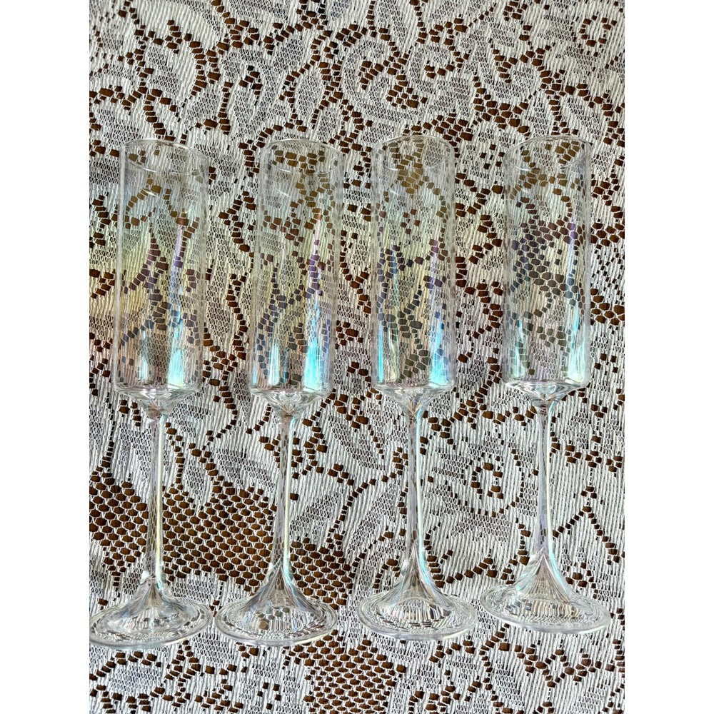Anthropologie Morgan Champagne Flute Set 4 Pearl Glassware Elegant Wedding Toast - Picture 6 of 8